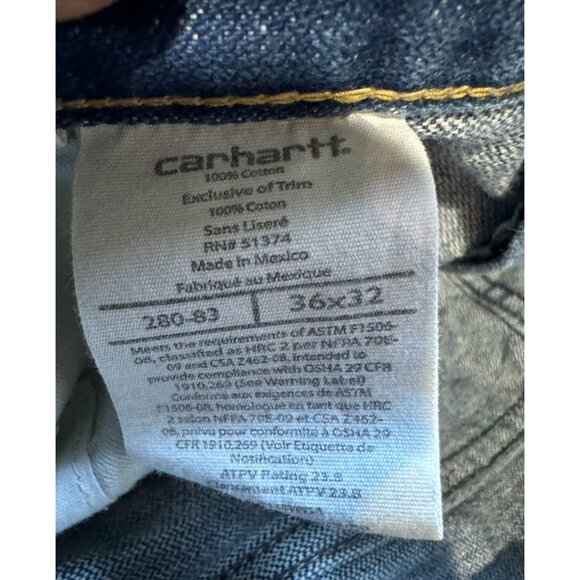 Carhartt Flame Resistant Men's Denim Blue Jeans 36x32 |W1 - Picture 5 of 6